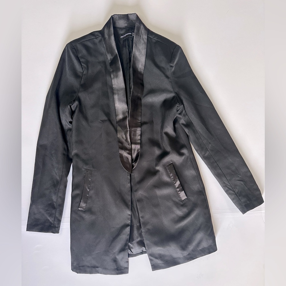 Black Satin Lined Blazer Oversized